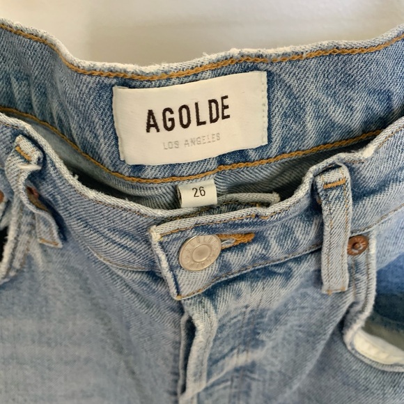 Agolde Riley High Rise Straight Leg Light Wash Jeans - Picture 5 of 11